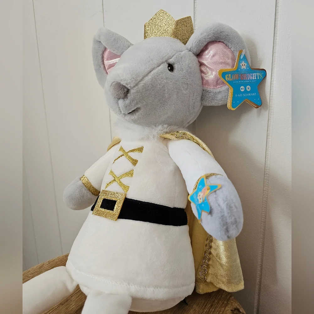 NWT FAO Schwartz Nutcracker Mouse King LIGHT UP 12 Inch Plush Stuffed Animal